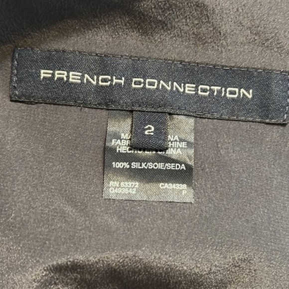 French Connection Dress Womens 2 Gray Purple Gold Shift Bell Sleeve‎ Silk Boho - Picture 5 of 5